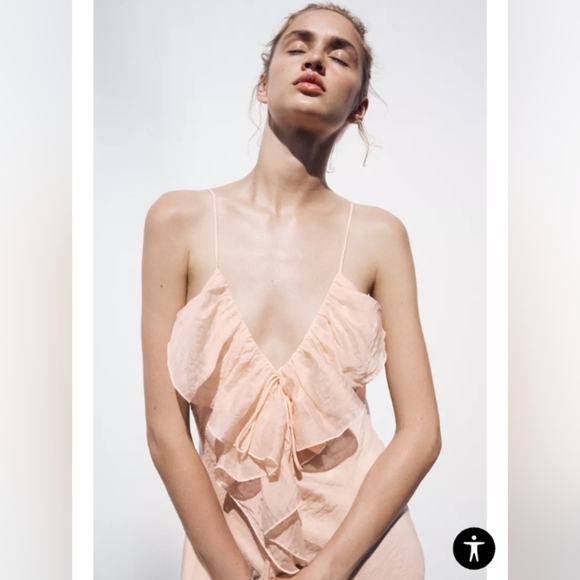 Zara Ruffled Midi Slip Dress - Picture 3 of 8